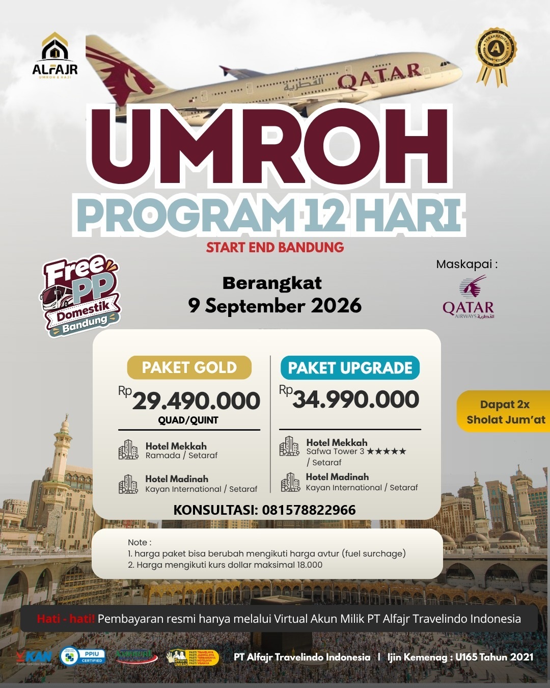 Qatar 12 Hari 2026 Official Pusat Solo Alfajr Umroh Purworejo Haji Khusus Kebumen Magelang Wonosobo Temanggung Yogya Kulonprogo 9 September 2026