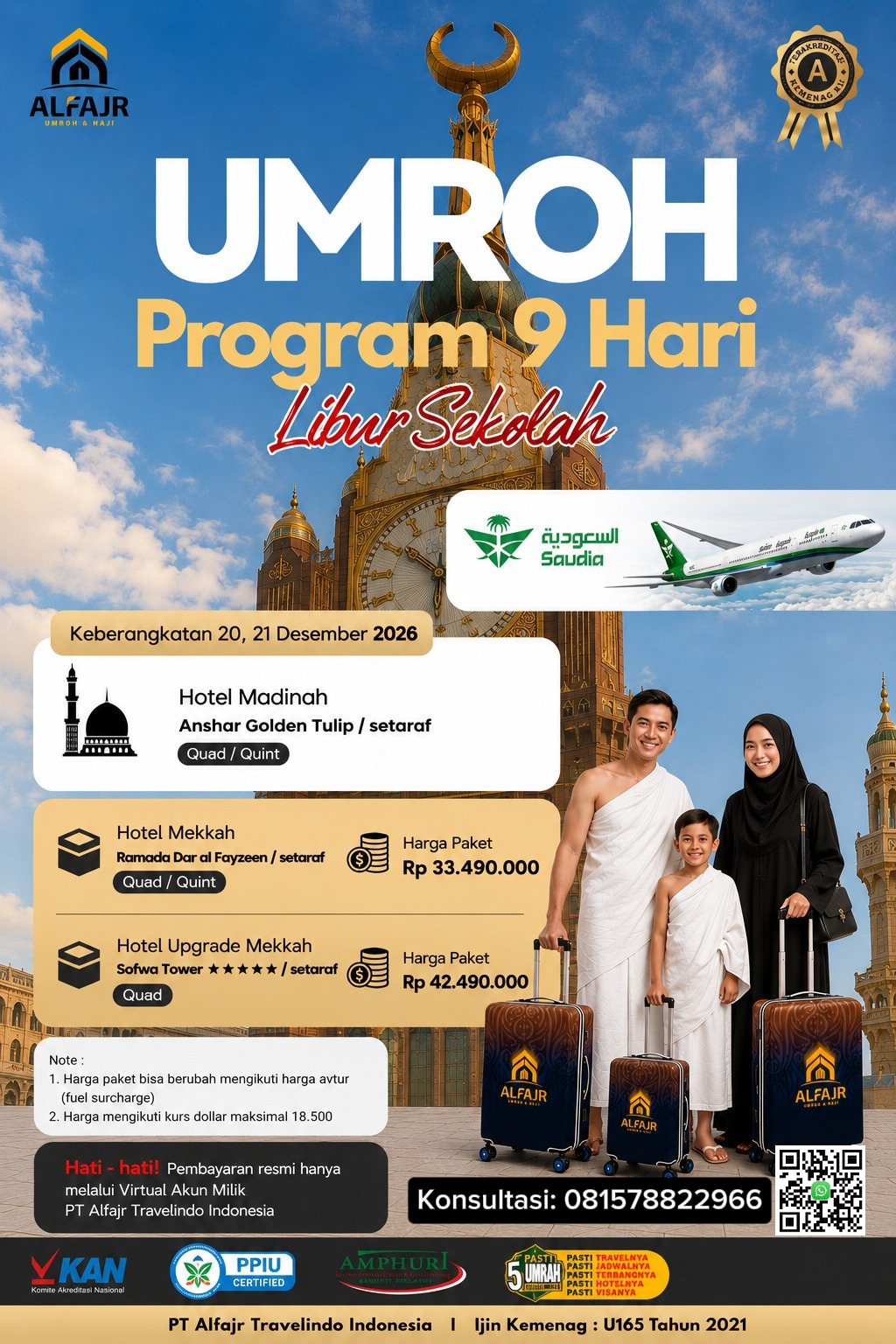 Saudia 9 Hari 2026 Official Pusat Solo Alfajr Umroh Purworejo Haji Khusus Kebumen Magelang Wonosobo Temanggung Yogya Kulonprogo 21 Desember 2026 Libur Sekolah