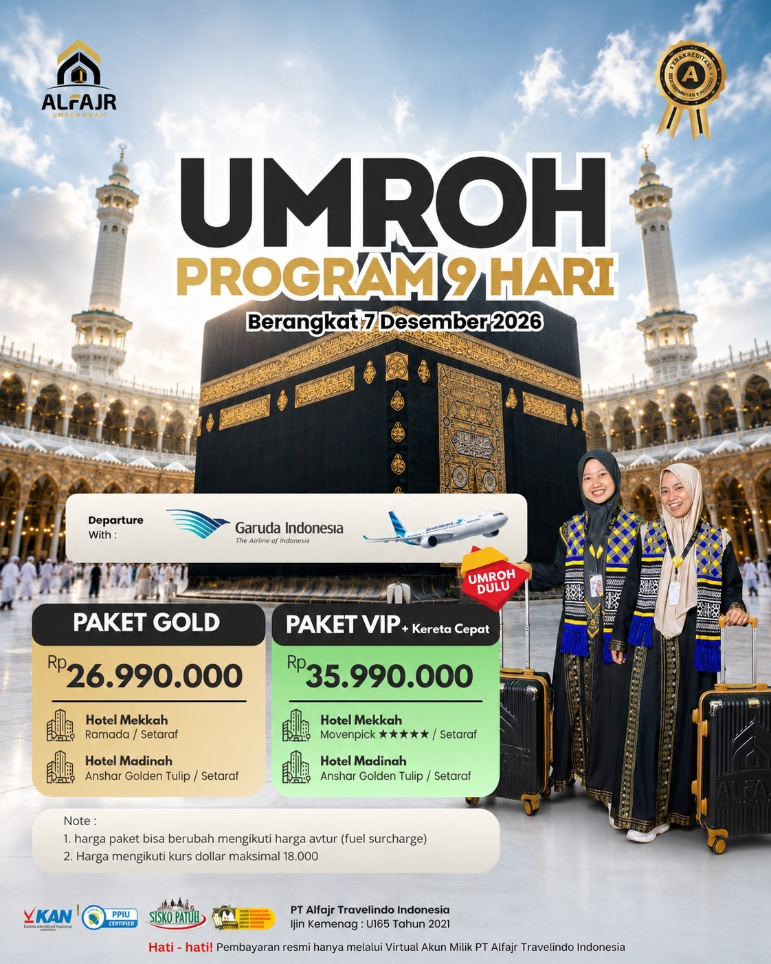 Garuda 9 Hari 2026 Official Pusat Solo Alfajr Umroh Purworejo Haji Khusus Kebumen Magelang Wonosobo Temanggung Yogya Kulonprogo 7 Desember 2026