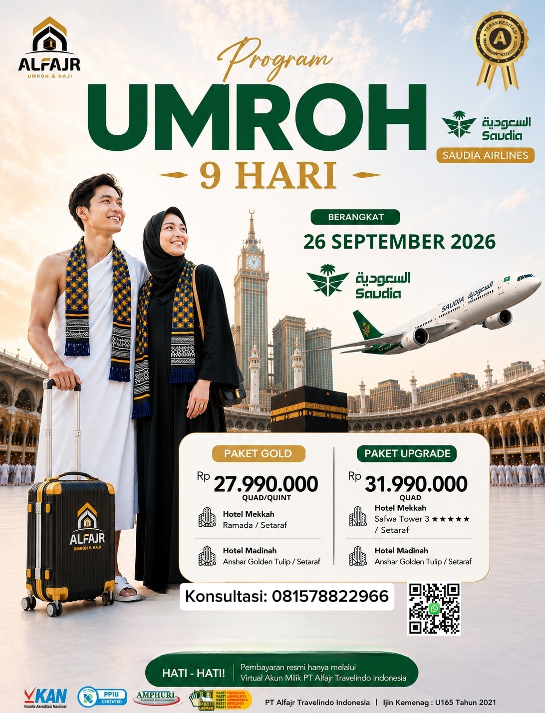 Saudia 9 Hari 2026 Official Pusat Solo Alfajr Umroh Purworejo Haji Khusus Kebumen Magelang Wonosobo Temanggung Yogya Kulonprogo Bantul Sleman 26 September 2026