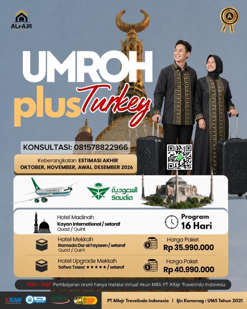Umroh Plus Turki 16 Hari 2026 Official Pusat Solo Alfajr Umroh Purworejo Haji Khusus Kebumen Magelang Wonosobo Temanggung Yogya Kulonprogo Bantul Sleman 8 Oktober 2026