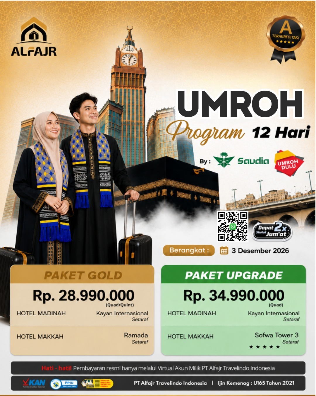 Saudia 12 Hari Official Pusat Solo Alfajr Umroh Purworejo Haji Khusus Kebumen Magelang Wonosobo Temanggung Yogya Kulonprogo Bantul Sleman Gunung Kidul 3 Desember 2026